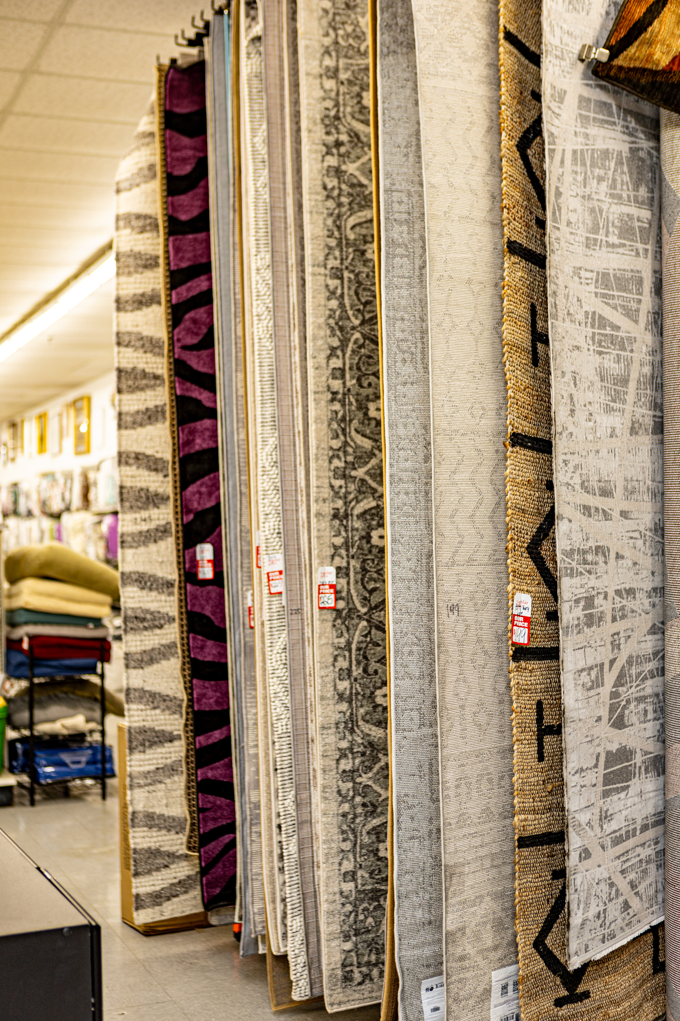 Rolled area rugs in a range of sizes at 82 Outlet